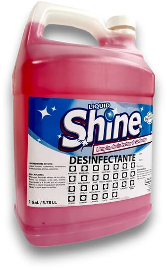 Galón rojo de desinfectante Shine, de Grupo Dessa